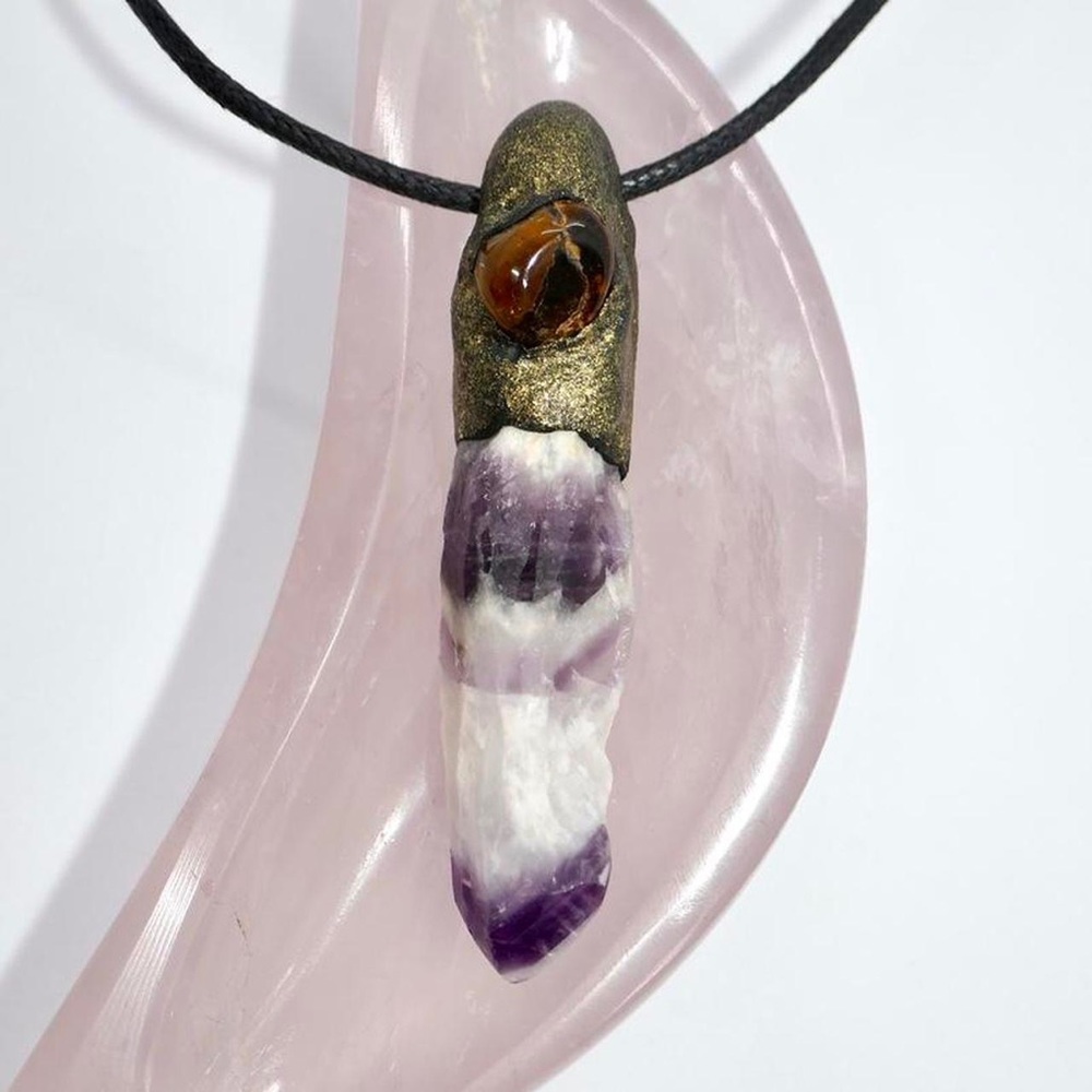Clay Chevron Amethyst Necklace